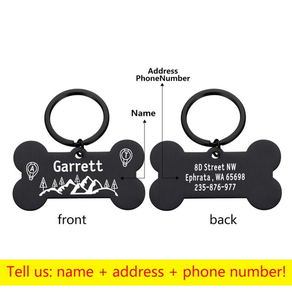 Personalized Collar Pet ID Tag Engraved Pet ID Name for Cat Puppy Dog Tag Pendant Keyring Bone Pet Accessories