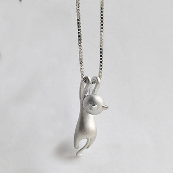 Hot Cute Women Silver Plated Necklace Tiny Cute Cat Pendant Necklace for Women