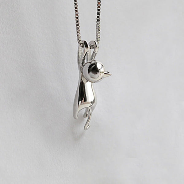 Hot Cute Women Silver Plated Necklace Tiny Cute Cat Pendant Necklace for Women