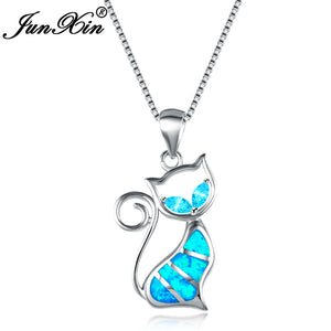 New Design Women Cat Necklace Blue