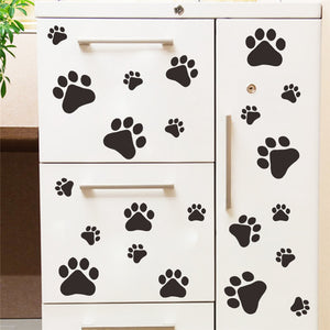 Cartoon Dog Cat Walking Paw Print Wall Stickers For Kids Rooms