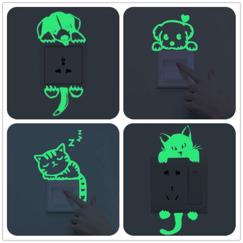 New Luminous Sticker Wall Decoration cats dogs