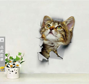 3D Cats Wall Sticker Toilet Stickers