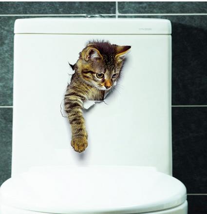 3D Cats Wall Sticker Toilet Stickers