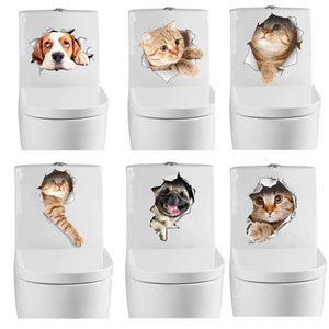 3D Cats Wall Funny Stickers Toilet Stickers