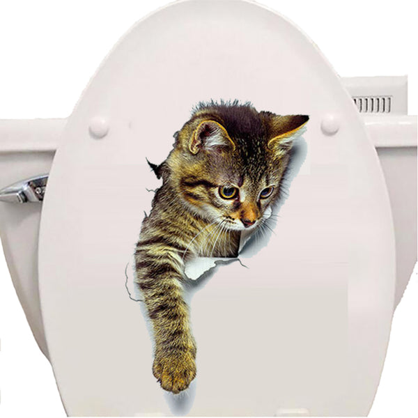 Creative cats toilet 3d stickers home decor