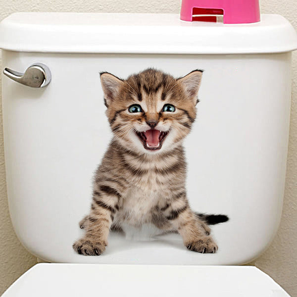 Creative cats toilet 3d stickers home decor