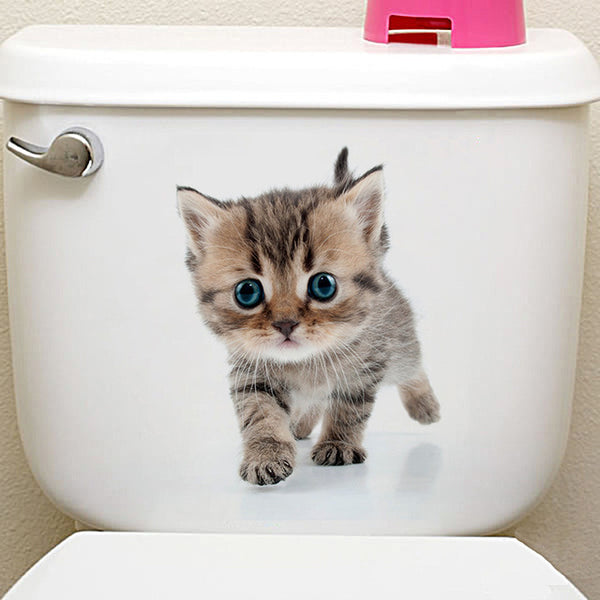 Creative cats toilet 3d stickers home decor