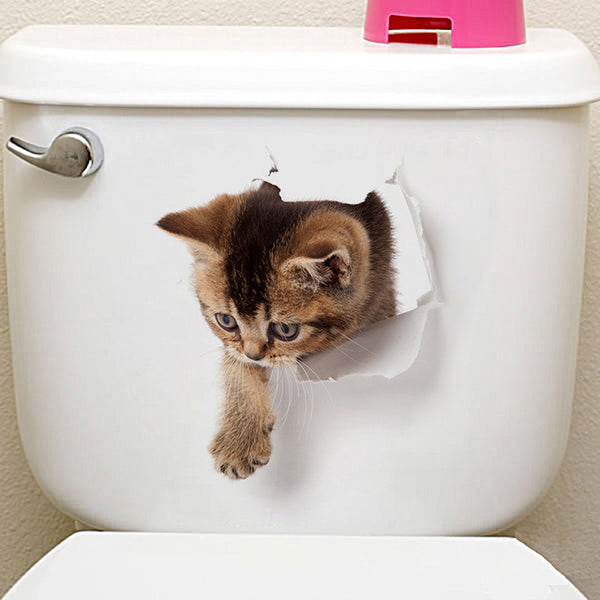 Creative cats toilet 3d stickers home decor