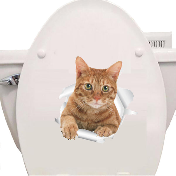 Creative cats toilet 3d stickers home decor