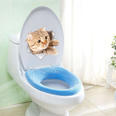 Creative cats toilet 3d stickers home decor