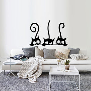 Three Funny Cats Animal Wall Sticker