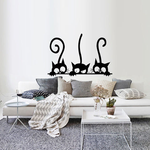 Three Funny Cats Animal Wall Sticker