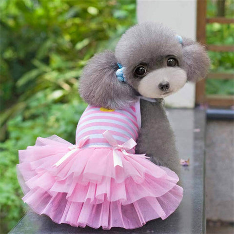 2020 Sweet Pet Cotton Striped Princess Dresses Dog / Cat