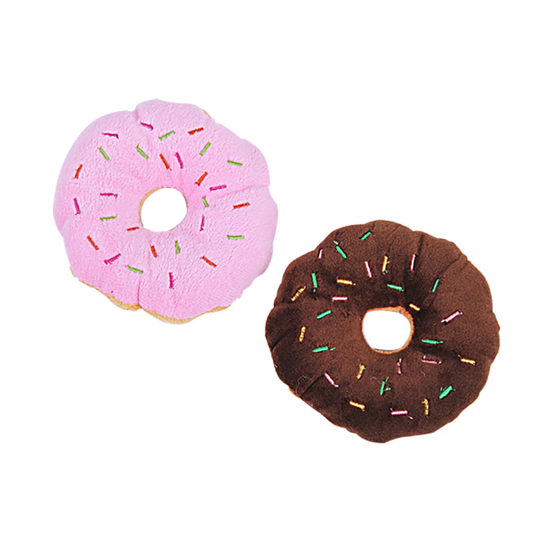 13Cm Sightly Pet Chew Cotton Donut Play Toys Lovely Pet Dog Puppy Cat Tugging Chew Squeaker Quack Sound Toy Chew Donut Play Toys