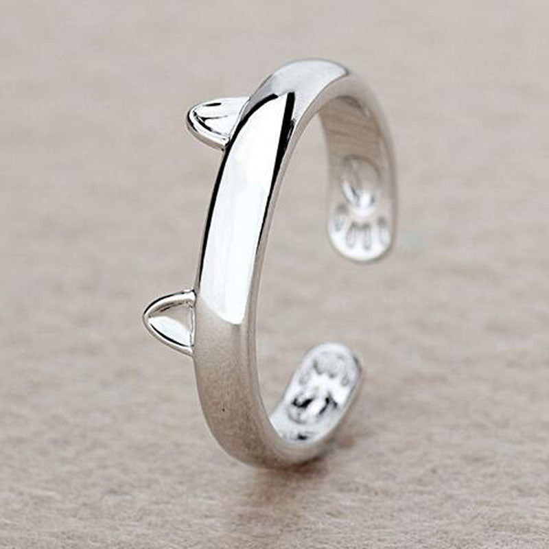 Silver Plated Cat Ear Ring